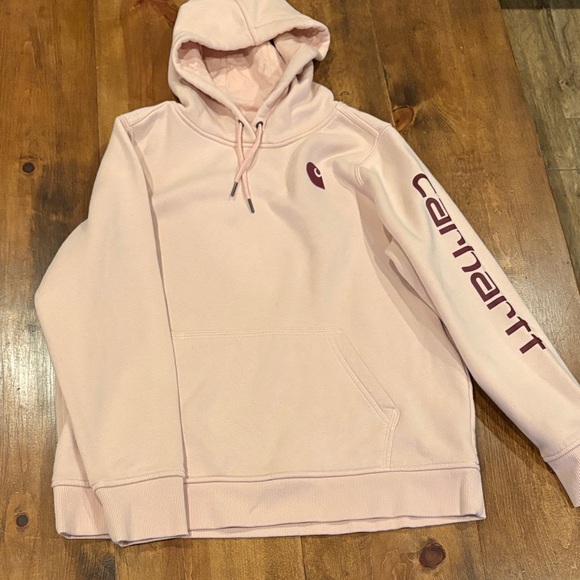 Carhartt Tops - Carhartt Light Pink Hoodie with Maroon Logo